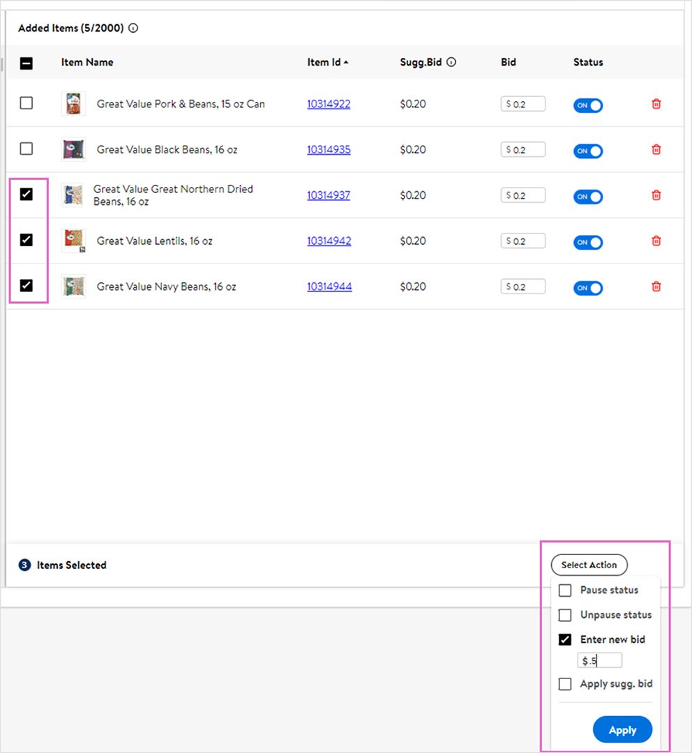 Updating items in your ad group 
