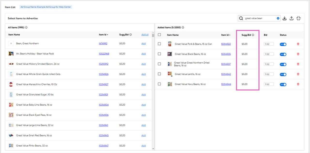 Suggested Bids