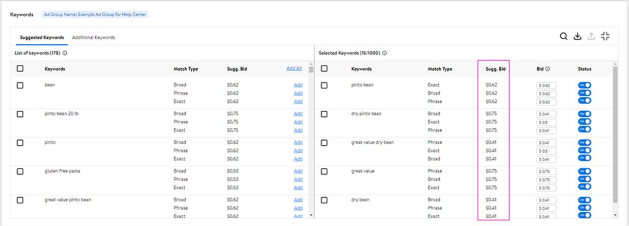 Suggested Bids