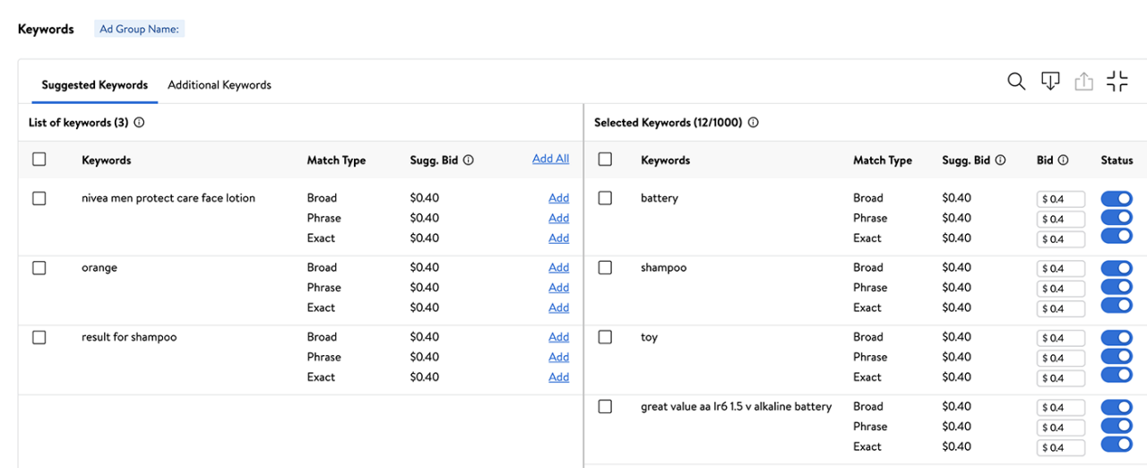 Suggested Bids
