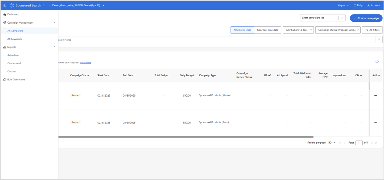 All Campaigns page 