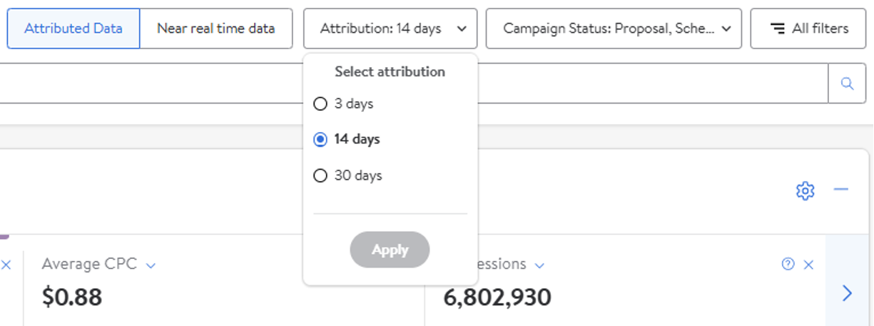 Attribution Drop Down