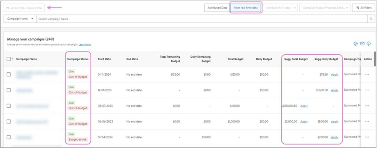 Near real time data view