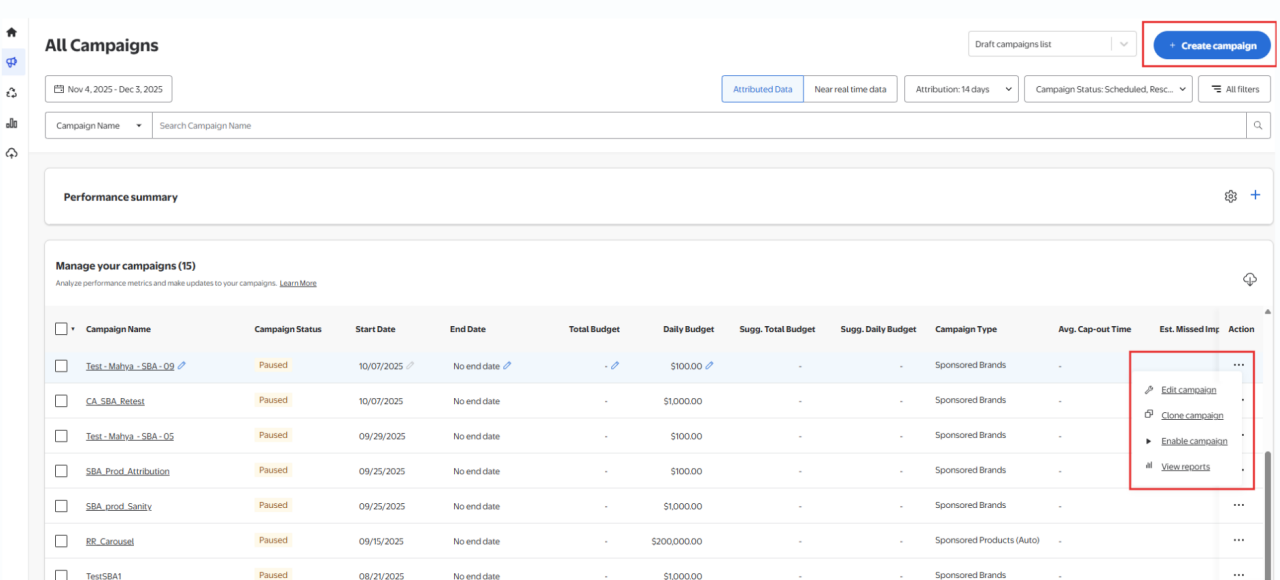 Editing or cloning a campaign 