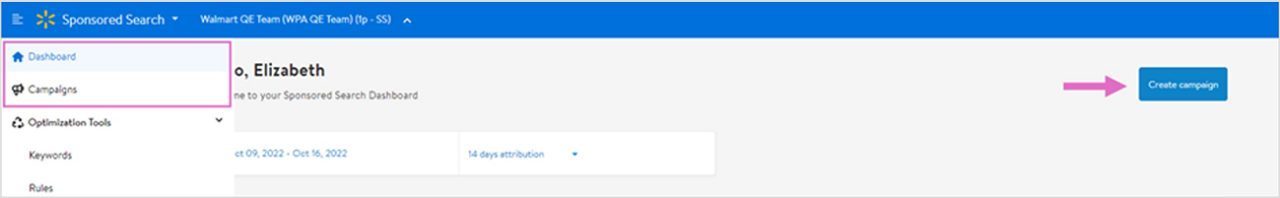 Create campaign button location