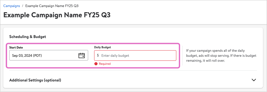 Setting a budget for your campaign