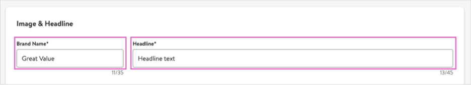 Enter your brand name and add a headline.