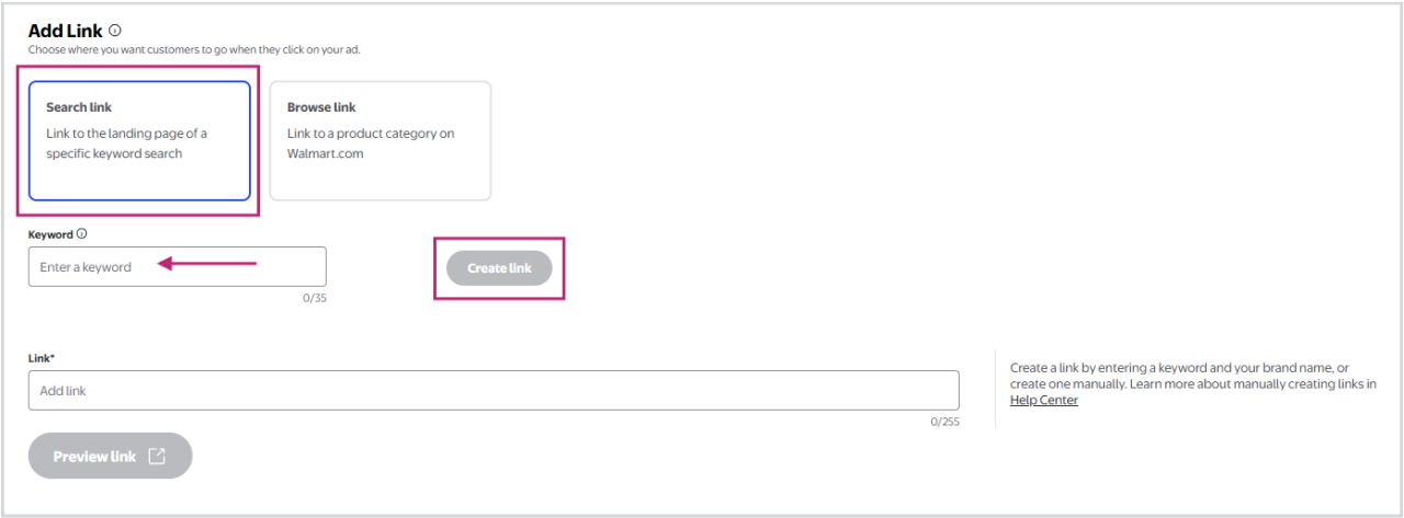 Create a link to a Search page