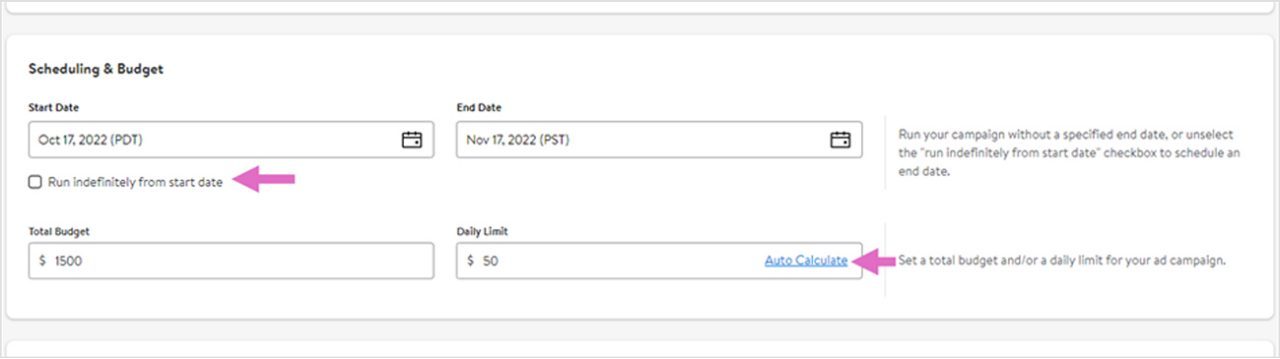 Auto-calculate option for budget setting