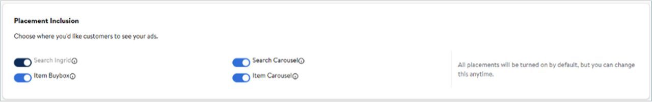 Select placement inclusions for your campaign