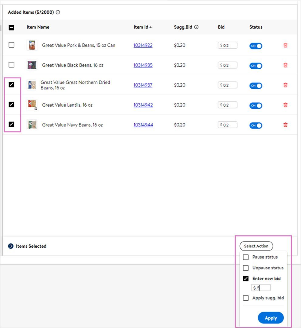 Updating items in an Ad Group