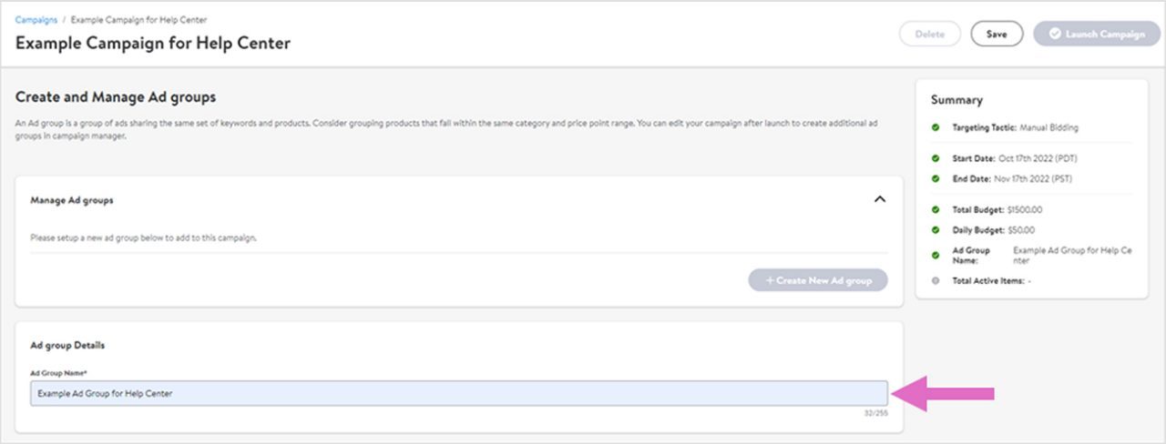 Setting up ad groups