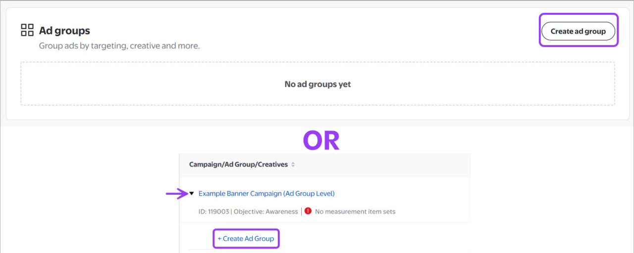 Creating a banner ad group