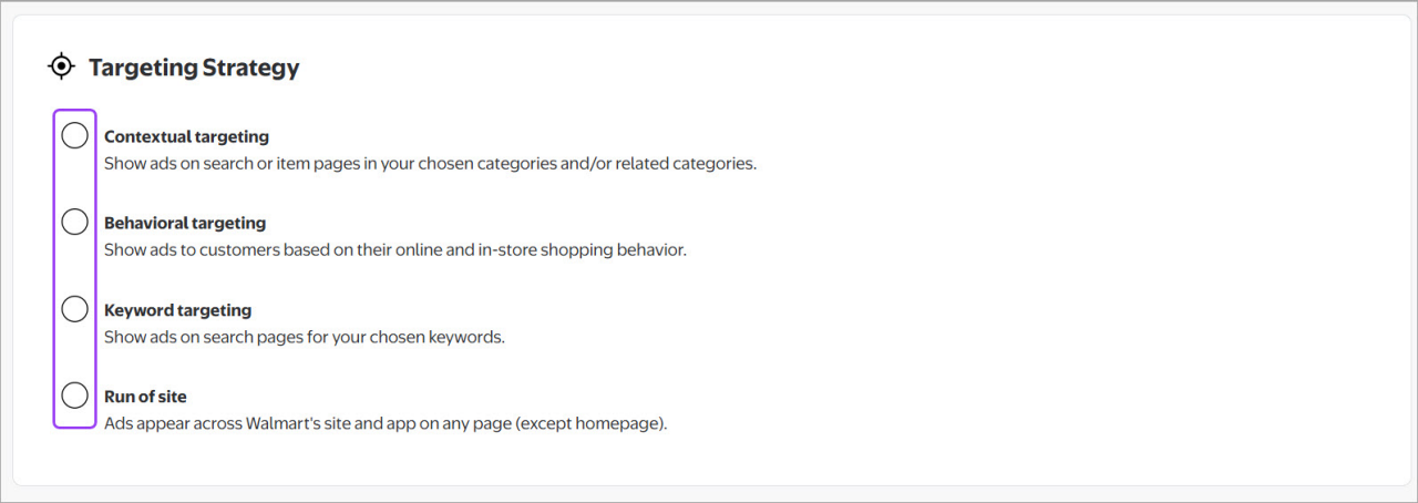 Selecting targeting