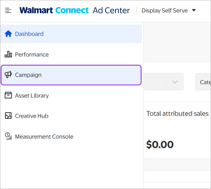 Select Campaign from the left side navigation