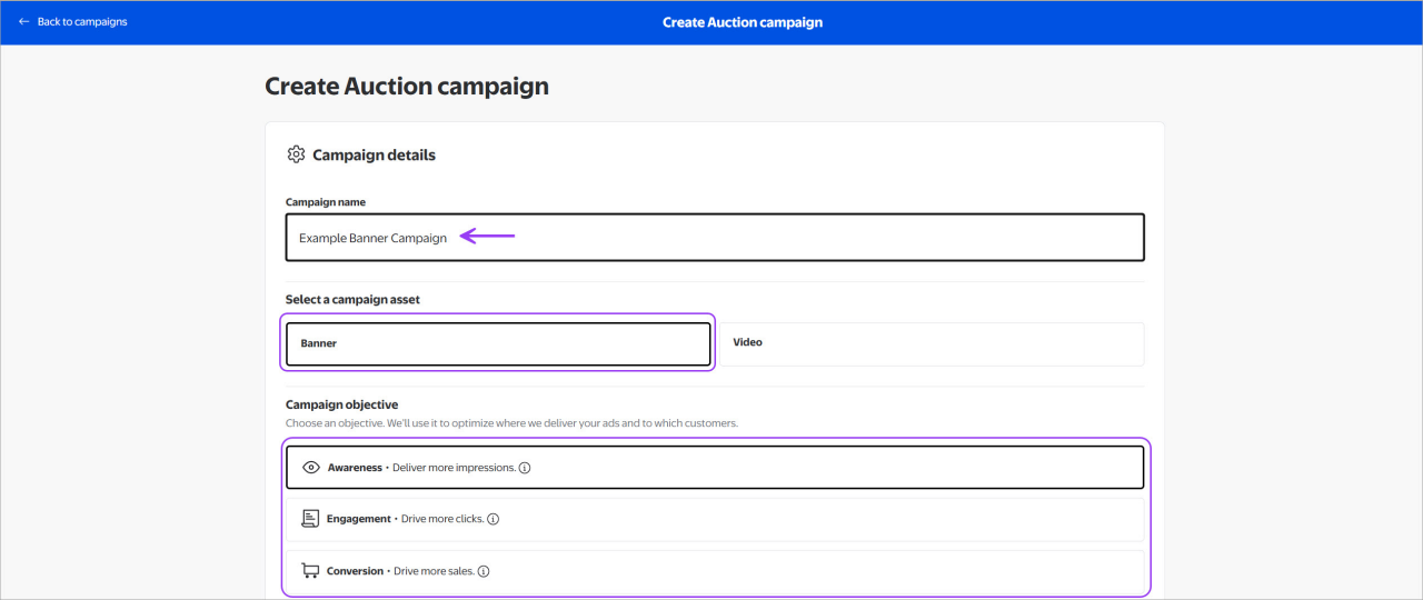 Create campaign window