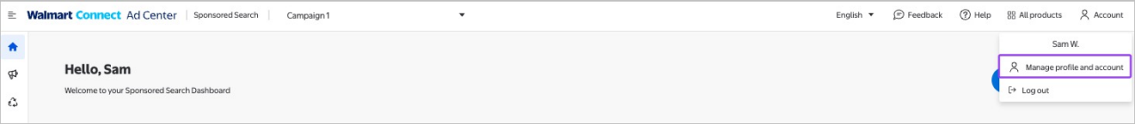 Manage profile and account