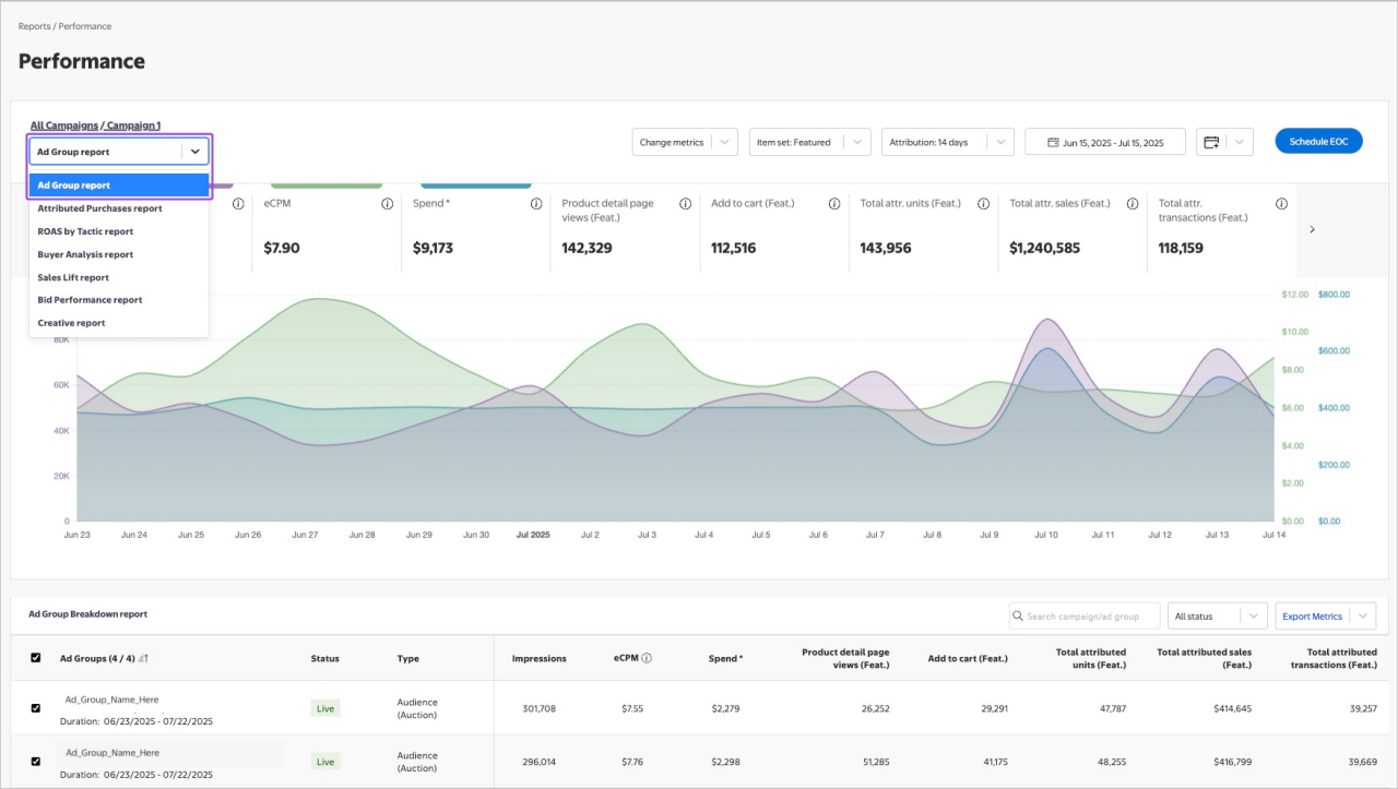 Selecting report type 