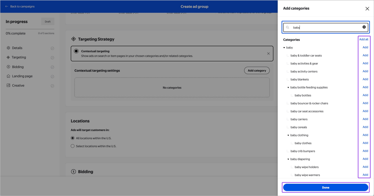 Adding categories 