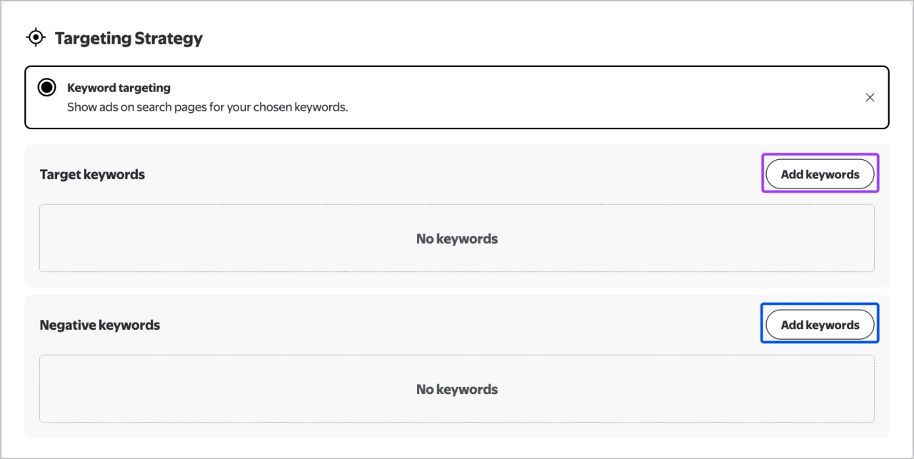 Adding keywords