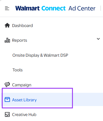 Navigating to the asset library