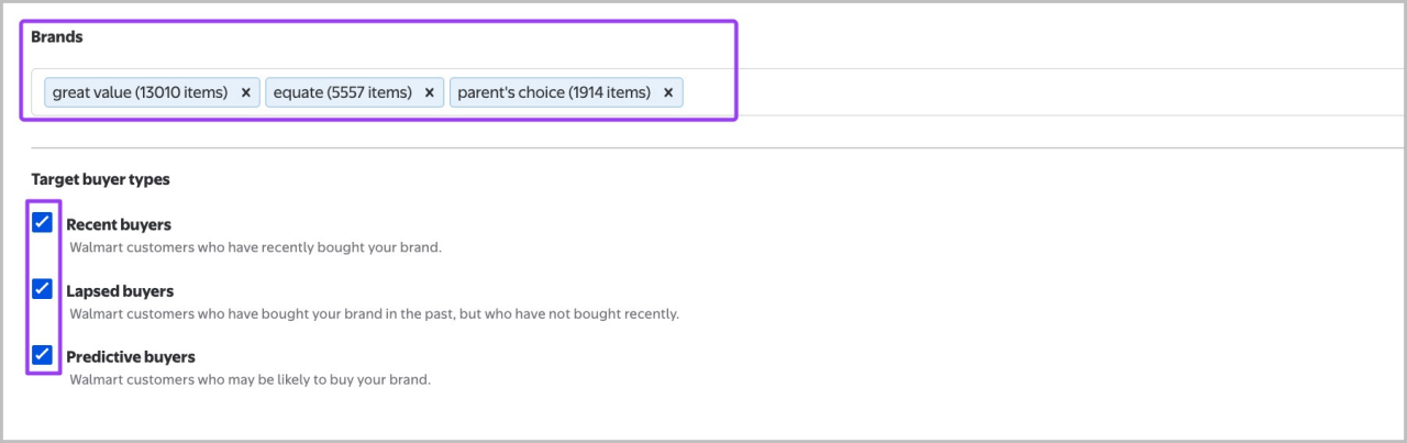 Selecting pre-built audience type