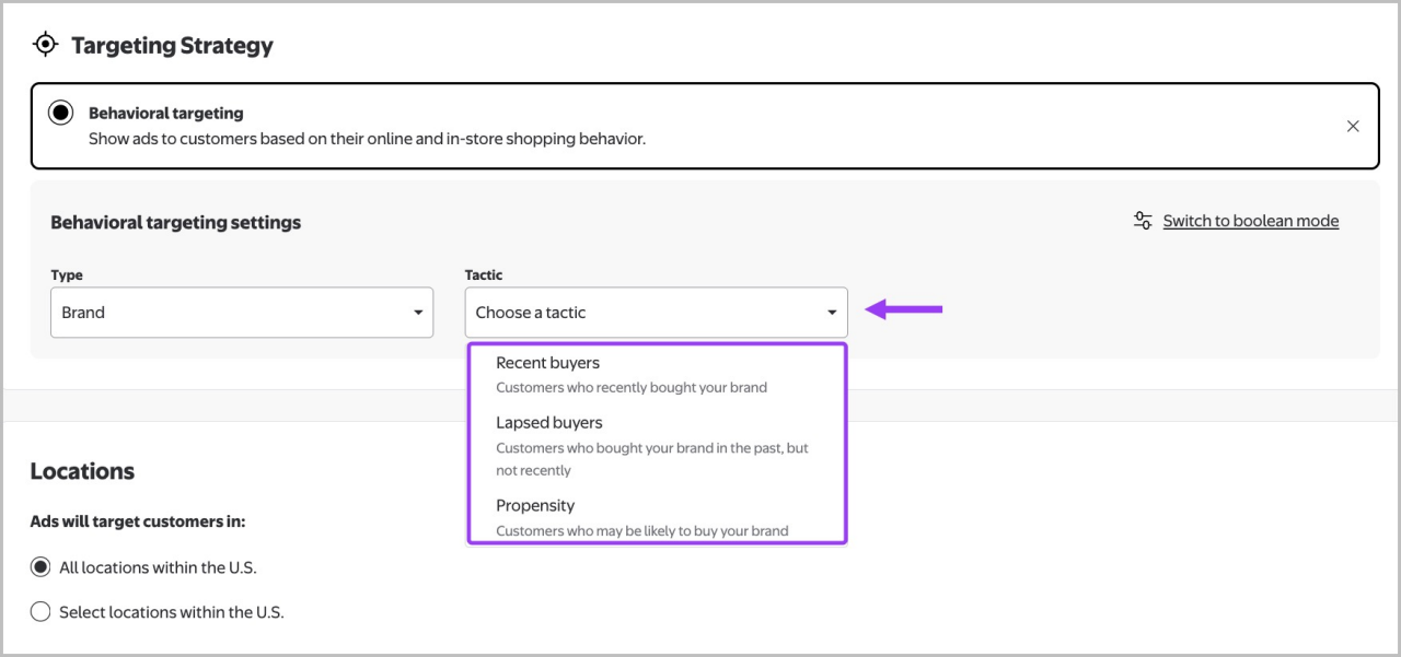 Selecting the audience from campaign setup