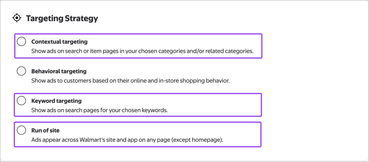 Overview of targeting strategies