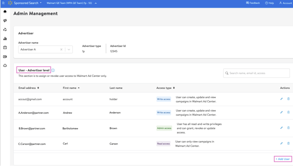 Adding a user to your account - Add User