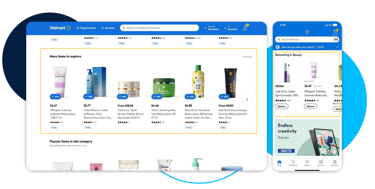 Example of a Sponsored Products Carousel on Walmart.ca