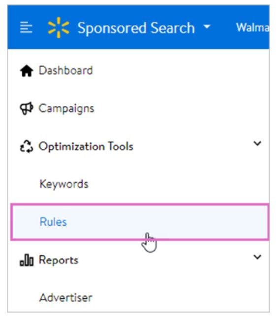 Where to find the rules option from the tools drop down