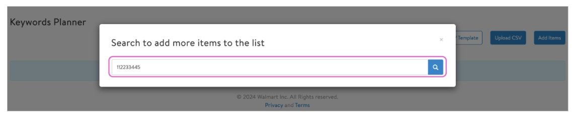Search to add more items to the list 