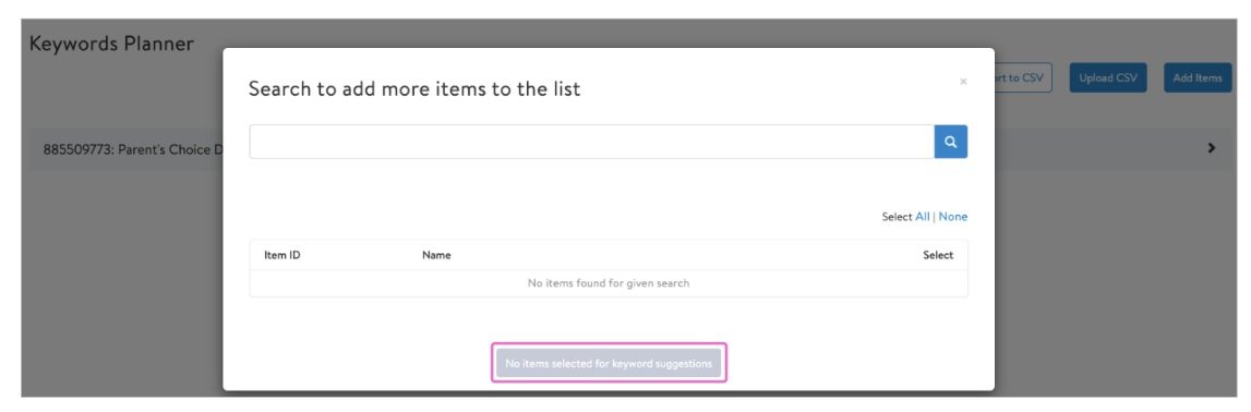 View of items that are not synched with the platform 