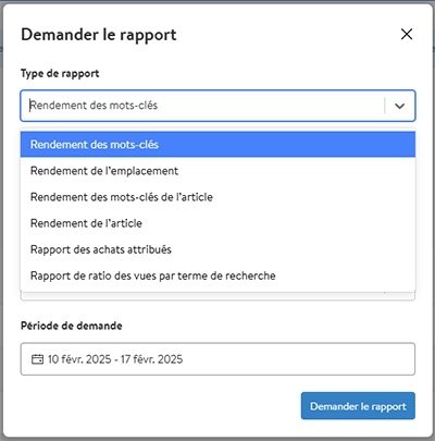 Sélectionnez le type de rapport