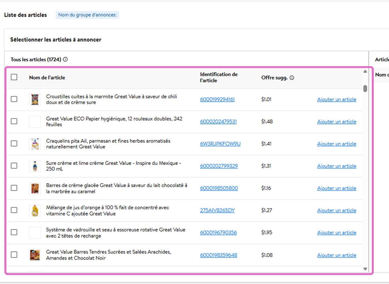 The items/bids will be added to your ad group under Added Items. 