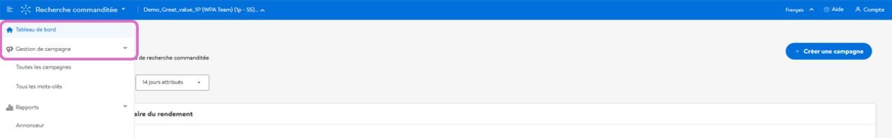 Cliquez sur le bouton Créer une campagne