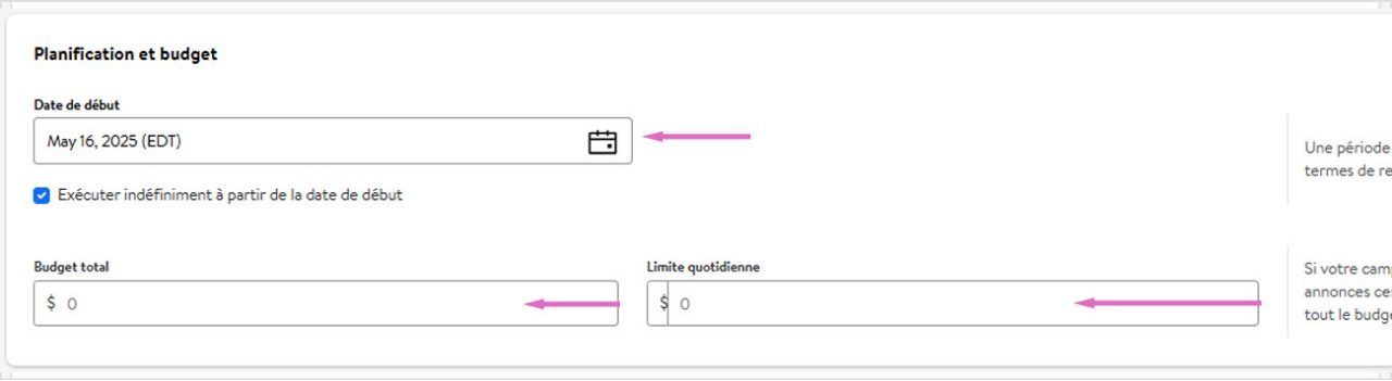 Fixez un budget total ou une limite quotidienne pour votre campagne