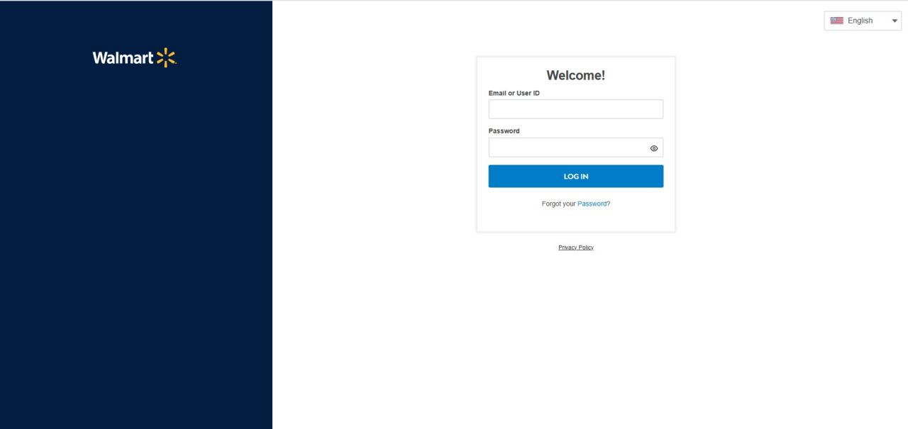 Seller/Supplier Center login screen