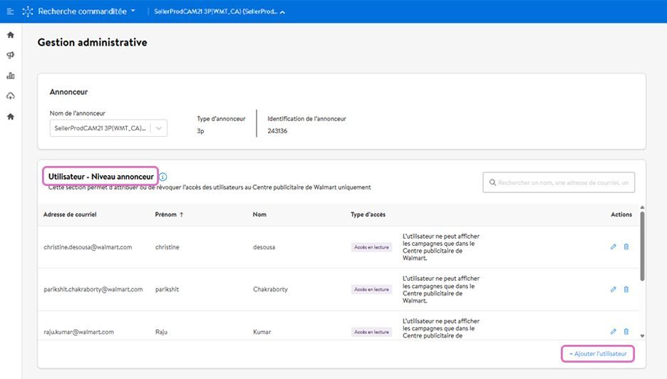 Ajout d’un utilisateur au compte 