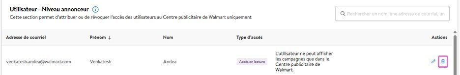 Supprimer un utilisateur 