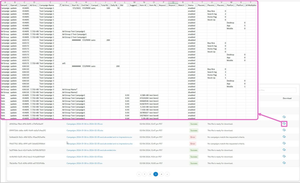 Le ficher Excel ou CSV