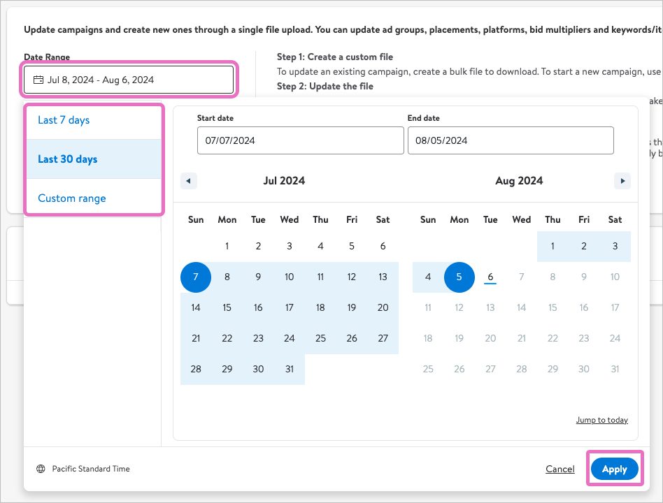 Mise à jour d’une campagne ou d’un groupe d’annonces
